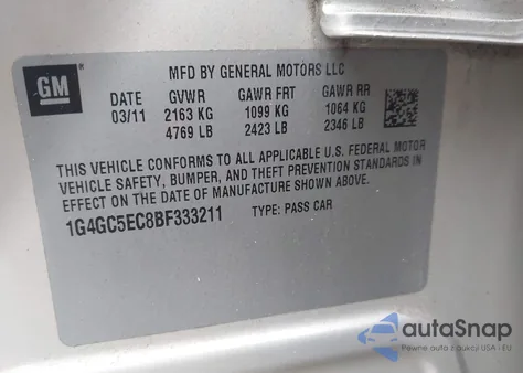 2011 Buick Lacrosse Cxl из США, поврежденный, VIN 1G4GC5EC8BF333211